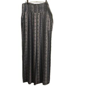 Womens XL Wide Leg Palazzo Pants Boho Geometric Print Elastic Waist